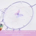 Dreamlike Butterfly Tree of Life Dream Catcher Wall Decor Purple Dream Catcher with Crystal Stone Handmade Feather Dreamcatchers Home Decor Wall Hanging for Girls Bedroom Wedding Craft Gift-29.5"