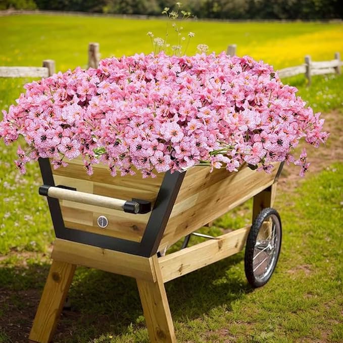 12Pcs UV Resistant Artificial Flowers Artificial Violet Outdoor Decor Realistic Faux Plants Silk Flowers No Fade for Patio Hanging Baskets Garden Pots Farmhouse Yard (Pink)