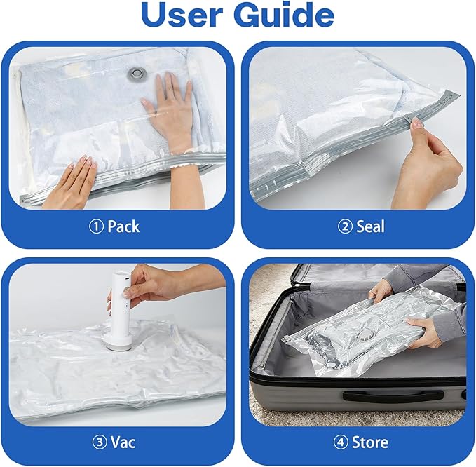 Vacuum Seal Bags For Clothing Travel With Wireless Electric Pump，9 Combo Space Saver Vacuum Storage Bags In 3 Sizes，Compression Travel Packing For Luggage,Ideal For Air Planes, Apartments