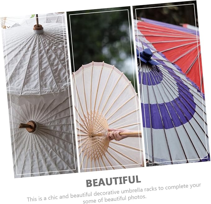 2pcs Parasol Poles Oiled Paper Umbrella Holder Yarn Ball Winder Photography Prop Paper Parasol Chinese Chic Paper Umbrella Stands Diy Crafts Switch Stage Umbrella