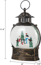 Wondise Lighted Christamas Snow Globe Lantern with Timer, 11.2 Inch USB Plug-in & Battery Operated Spinning Water Glitters Lighted Singing Snow Globe(Snowman)