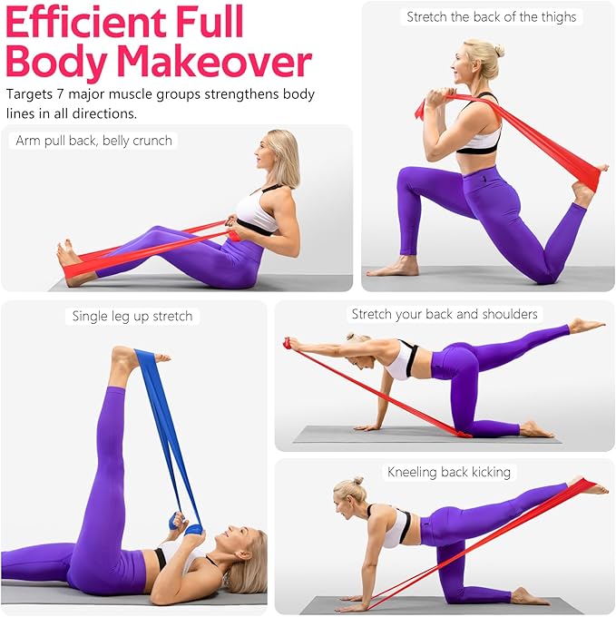 RENRANRING Resistance Bands for Working Out, Exercise Bands for Physical Therapy, Stretch, Recovery, Pilates, Rehab, Strength Training and Yoga Starter Set