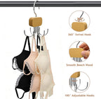 3 Pack Belt Hanger for Closet Organizer, 2026 Upgraded Tie Hangers for Space Saving & Storage, 360° Rotatable & Foldable Hooks, Large Capacity Rack for Tank Top, Bra, Purse (Natural)