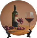 Decorative Plate Stand, 10 Inch, Goblet Wine Bottle Transparent Round Display Plate, Table Top Plate Decor with Stand, for Display Living Room Kitchen Closet Table Decor