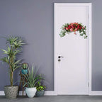 BFYDOAA 30 Inch Wedding Arch Flowers,Decorative Swag Artificial Floral Swag for Lintel, Green Leaves Rose Peony Sunflowers Door Wreath Home Decoration