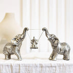 TOHLUCS Elephant Statue.Silver Elephant Decor for Women,Mom Gifts.Elephant Figurines Brings Good Luck.Decoration Ornaments for Living Room,Table Centerpiece, Shelf, Office Decor (Silver)