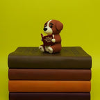 Little Readers – Cute Figurines for Bookshelves, Desks, Terrariums & Home Decor – Book-Loving Animal Statues - Dog