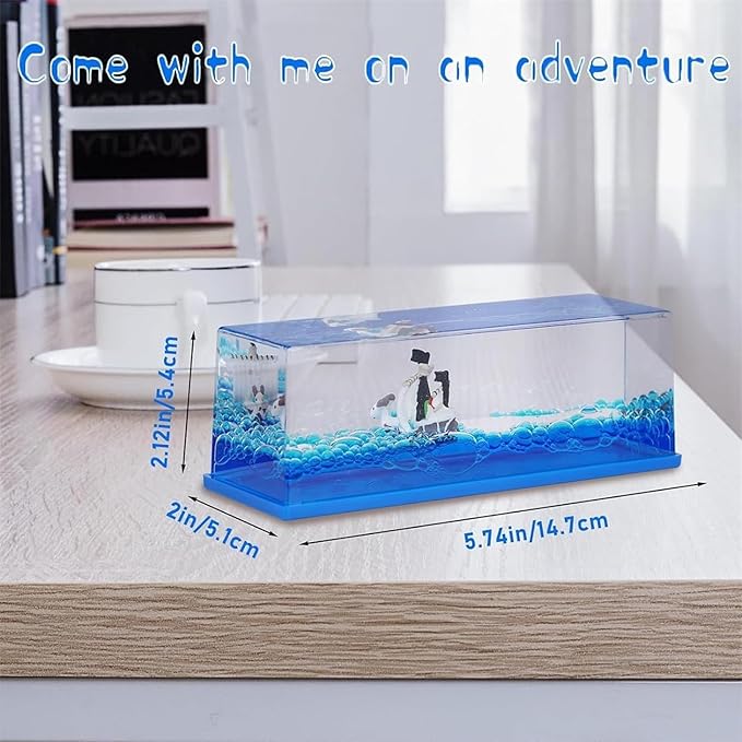 Unsinkable One Going Pirate Ship Piece Merry Toy in a Bottle Box - Floating Boat Liquid Motion Ocean Desk Decor, Unique Birthday Gifts for Men Women Anime Lovers Desk Ornament (Blue-f)
