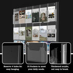 Acrylic Brochure Pamphlet Holder, 3 Magazine Holders and 12 Pamphlet Holders, Clear Brochure Display Holder Wall Mount, Trifold Flyer Rack, Literature Storage Rack for Home, Offices, Waiting Room