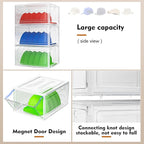 YKLSLH Hat Organizer Box, 6 Boxes for 40 Pack Hats, Upgrade Harder Solid Plastic Hat Organizer for Baseball Caps, Clear Hat Storage with Magnetic Door, Hat Rack Holder Case, Black