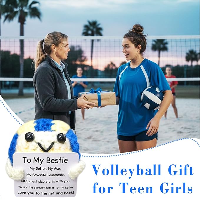 Handmade Collectible Volleyball for Her,Emotional Support Gift for Girlfriends,Volleyball Lover Gifts,Cute Home Decor for Sister & BFF,Work Bestie Bestfriend for Birthday