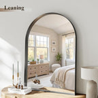 Arch Bathroom Mirror, 24"x36" Wall Mounted Vanity Mirror with Deep Frame, Tempered Glass Decor Mirror for Bathroom, Bedroom, Entryway and Living Room, Hanging or Leaning, Black