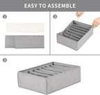 Qozary 4 Pack Drawer Organizers for Clothing, 8 Grids Foldable Closet Organizers and Storage Bins for Bedroom, Dresser Organizer Boxes for Thin T-shirts, Tank Tops, Camisoles, Tights, Leggings