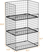 3-Tier Stackable Closet Organizers and Storage Shelves, Foldable Closet Shelf Organizer, Stackable Storage Bins Drawers for Closet Organizer System, Black(Patent Pending)