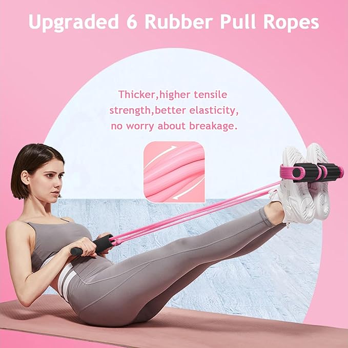 Kammoy 6-Tubes Tension Rope, Multifunction Elastic Yoga Pedal Puller Resistance Band, Natural Latex Tension Rope Fitness Equipment, for Abdomen, Waist, Arm, Leg Stretching Slimming Training