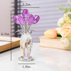 Movdyka Crystal Purple Rose Flower Figurine, Glass Roses Flower Bouquet Ornament Home Decor, Mother's Day Valentine's Christmas Wedding Romantic Gifts for Women Mom Wife Girlfriend
