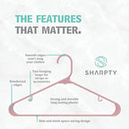 Sharpty Plastic Hangers Clothes Hangers for Clothing, Closet, Coats & Shirts - Durable & Space Saving - for Everyday Standard Use, Room Essentials & Basics - 20 Pack - Pink