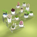 6 PCs Risers Display Stands 3 Tiers Desktop Acrylic Shelves Cake Dessert Holder Products Stand for Collectibles Shoes Jewels Pop Figure (Clear)