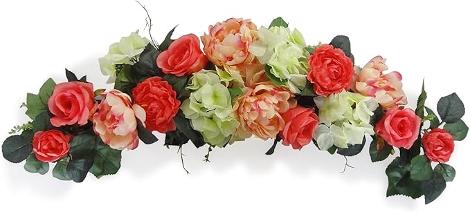 32" Rose/Peony Swags - Floral swags wall decor for Wedding Party Home Garden, Wedding Arch Garden Wall Decoration, Weddings, Coral, Pink