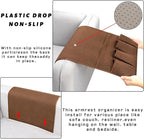 NB Sofa Armrest Organize Remote Holder Bedside Caddy Organizer With 5 Pockets, Non-Slip Couch Remote Control Holder Couch Armchair Caddy Accessories (Brown, 35''x18'')