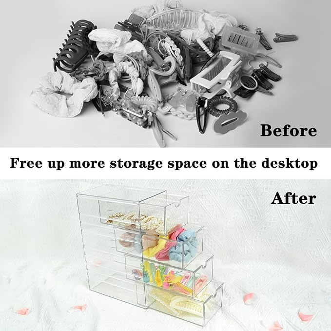 Clear Acrylic 4 Drawers Storage Organizer for Hair Accessories Organizing Stackable Containers Box for Cosmetics Jewelry Stationery Storage Organization Drawers Set (Acrylic 4 drawers)