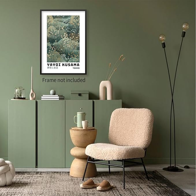 Yayoi Kusama Inspired Poster Japanese Botanical Wall Art Abstract Yayoi Kusama Print Modern Ukiyo-e Japanese Gallery Wall Decor 8x10in Unframed for Home Bedroom Decorations