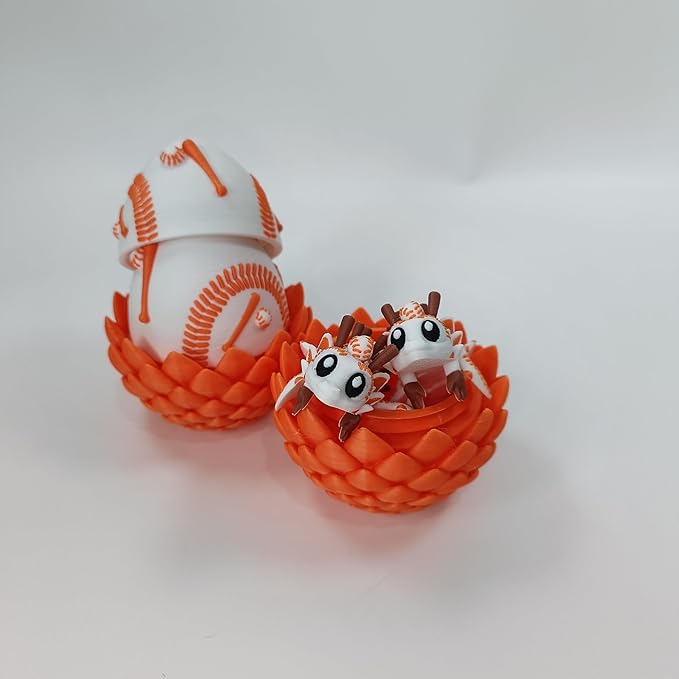 Enchanted 3D Egg with Miniature Inside - Handcrafted Printed Collectible | Fantasy Decor & Gift (Baseball Dragon & Egg (Box))