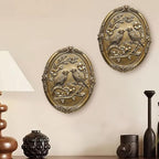 Vintage Bird Wall Art 2 Pack Antique Wall Decor Retro Wall Art Bird Wall Sculpture Hand Painted Wall Decoration with Embossed Birds Design Vintage Decor for Living Room Bedroom Gallery Unique Gifts (Gold Birds)