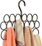 iDesign Axis Metal 18-Loop Wave Scarf Hanger, No Snag Closet Organization Storage Holder for Scarves, Men's Ties, Women's Shawls, Pashminas, Belts, Accessories, Clothes, 11.5" x .5" x 9.5" - Bronze