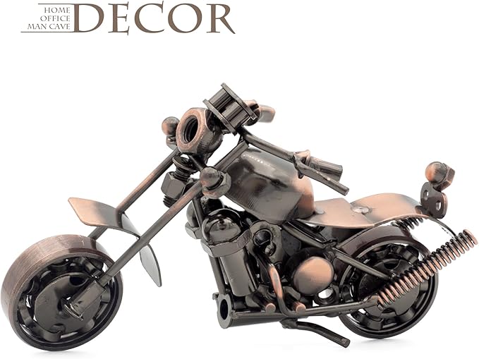 Motorcycle Gifts for Men Women - Handmade Metal Motorcycle Figurine - Unique Gifts for Bikers Him Dad Grandpa Husband Friend - Vintage Man Cave Home Office Desk Decor