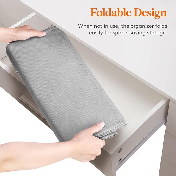 Lifewit 1 Pack Over the Door Organizer, Clear Window Hanging Storage with 4 Side Pockets, Anti Tilt 40 lbs Load Behind Door for Pantry, Nursery, Bathroom, Bedroom, Dorm, 5 Section, Light Gray