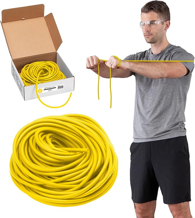 THERABAND Latex Resistance Tubing, Red, Medium Level 2, 100 ft Roll, Professional Grade Resistance Band for Exercise, Upper and Lower Body Workouts, Cut-to-Length, Color-Coded Levels