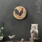 Rooster Decorative Ceramic Plates, 8 Inch, Rooster On A Khaki Background Round Display Plate, Decorative Plates with Stand, for Kitchen Party Coffee Table Decor Art