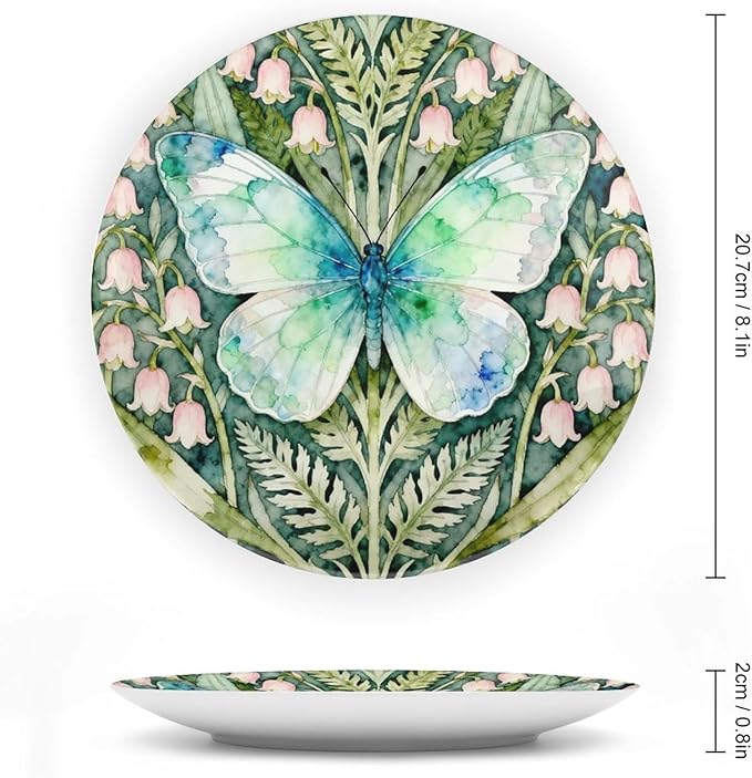 Christmas China Plates for Display William Morris Forest Flowers And Butterflies Wall Club Supplies Hanging Decorative Tiles with Display Stand Custom Gifts for Men Women, 6", 7", 8", 10"