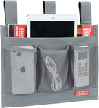 Zafit Hanging Bedside Caddy, Bedside Storage Organizer for Magazine, Phone, Remote control (Classic 4 Pockets-Grey)