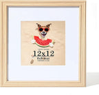 12x12 Picture Frame Natural,12 x 12 Frame with Mat for 8x 8,Rustic Wooden Frame 12x12 with Real Glass,Square 12 by 12 Frame Collage Gallery Frames Wall,Perfect Décor Gifts