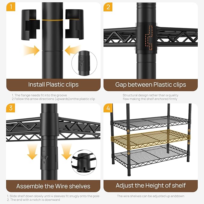 Coat Rack Clothes Wardrobe：Closet Organizer and Storage Clothing Garment Rack with Shelves Heavy Duty for Hanging Clothes Portable Adjustable Black 15.8" DX56.8 WX76.5 H