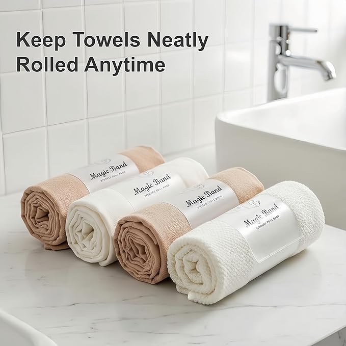 10 Pack Self-Adhesive Clothes Organizer Straps, Reusable Clothing Storage Bands for Shirts & Towels, Fabric-Safe Closet Organizer Straps for Drawer & Luggage Packing (Medium)