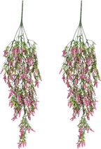 2 Pcs Artificial Lavender Teardrop Rattan, Spring Summer Front Door Hanging Floral Swags for Wall Basket Filler, Garden Home Easter Decoration-28.7in(Rose Red)