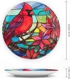 Decorative Plates, Cardinal Bird Stained Glass Design Display Plate for Home Office Kitchen Table Decor Porcelain Plates 6 Inch, Gifts for Loss of Loved