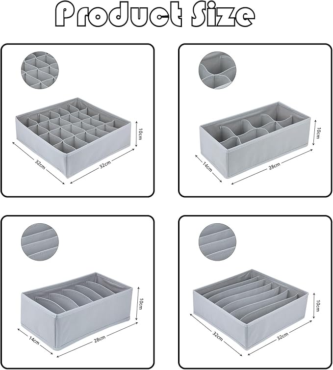 Dresser Drawer Organizer 8 Pack Clothes Underwear Sock Storage Light Gray Drawer Dividers Grey Foldable Closet Organizer Storage Box Dresser Drawer Organizers