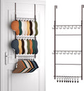 HapiRm Over Door Hat Rack - 3 Tier Wall Mounted Hat Organizer with 16 Hooks and 10 Movable Clips, Cap Hanger Storage up to 26 Caps for Door, Bedroom, Closet USPTO Patent Pending