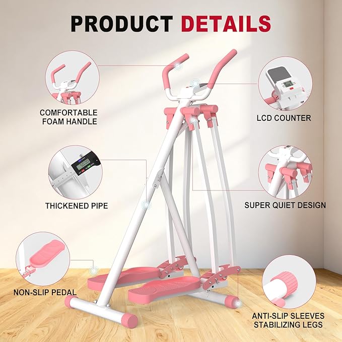 HOTWAVE Space Walker Exercise Machine - Air Walker Elliptical Trainer for Home Use, with Foldable Design for an Aerobic Stepper and Cross Trainer Glider Exercise Machine for Men and Women