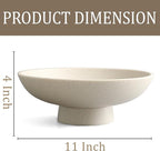 LIN CHUAN Modern Resin Pedestal Bowl – Large Fruit Bowl for Kitchen Counter, Catch All Bowl for Entryway Table, Stylish Key Bowl & Dining Centerpiece, Beige