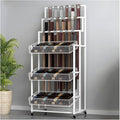 Heavy Duty Belt Display Stand, Metal Belt Rack with 360° Rolling Wheels, Multi-Functional Accessory Display for Belts/Scarves/Wallets, Retail Belt Organizer for Store/Closet/Boutique