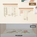 ZEDODIER 2 Pack Necklace Organizer Wall Mount, Wooden Jewelry Hanger Necklace Holder with 24 Hooks,Hanging Jewelry Organizer, Natural