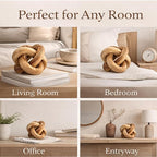 Wood Knot Chain Link Decor - 3 Link Boho Wooden Hand Carved Decorative Wooden Links Knots for Coffee Table Entryway Modern Farmhouse Shelf Decoration (Burn Color)