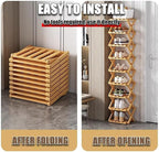 The 9-Tier No-Assembly Bamboo Rack, Foldable Space-Saving Organizer for Shoes, No Assembly Narrow Shoe Shelf for Entryway Closet Dorm (Yellow, 9)