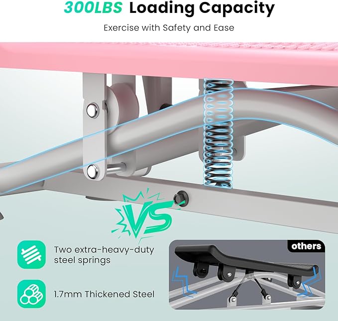 Balance Board with Pushup Handles, 300LBS Ski Balancing Machine Exercise Equipment with Resistance Bands LCD Monitor for Cardio, Home Ski Simulator Trainer for Full Body Workout, Pink