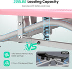 Balance Board with Pushup Handles, 300LBS Ski Balancing Machine Exercise Equipment with Resistance Bands LCD Monitor for Cardio, Home Ski Simulator Trainer for Full Body Workout, Pink